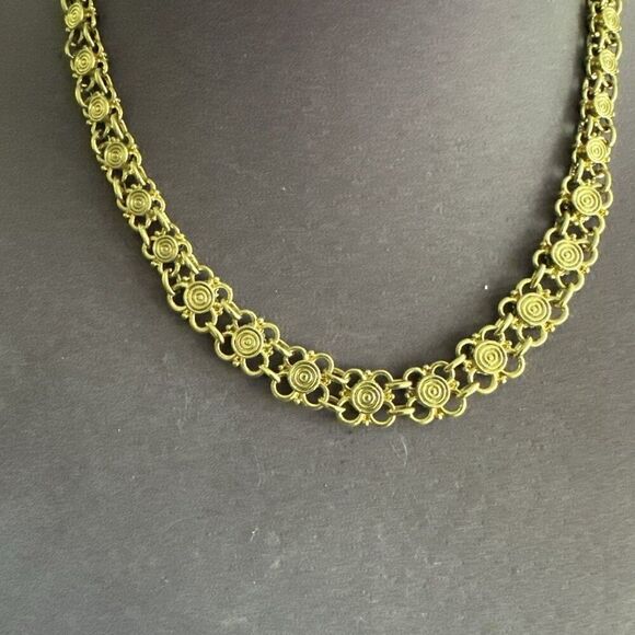 Vintage Two-tone Chain Link Choker Necklace 20"-Adjustable Bold Reversible - Picture 4 of 4